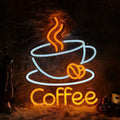 Coffee LED Neon Sign By USB - Adjustable Brightness with ON/Off Switch , Wall Decor LED Sign for Café Shops, Restaurants & Food Trucks,32.5cm/12.8"x 26cm/10.2"