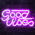 LED Neon Good Vibes Sign By USB - Adjustable Brightness With ON/Off Switch , Wall Decor LED Sign for Dormitory Home Atmosphere Decoration.33cm/13"x 18cm/7"