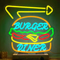 LED Neon Hamburger Sign By USB - Adjustable Brightness with ON/Off Switch , Wall Decor LED Sign for Food store restaurant snack shop.33.5cm/13.2"x 32.5cm/12.8"