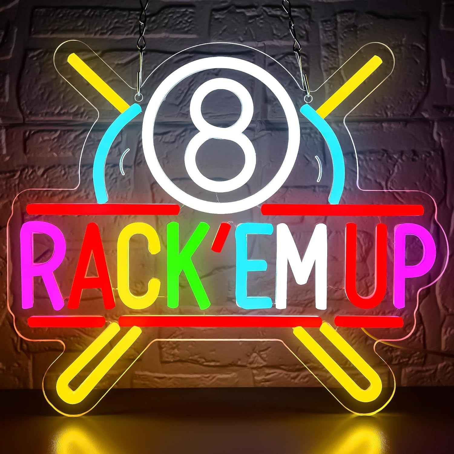 LED Neon Billiards Sign By USB - Adjustable Brightness with ON/Off Switch , Wall Decor LED Sign for Bar Billiards Game Room.34cm/13.39"x 29cm/11.42"
