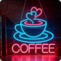 Coffee LED Neon Sign By USB - Adjustable Brightness with ON/Off Switch , Wall Decor LED Sign for Café Shops, Restaurants & Food Trucks,34cm/13.39"x 32cm/12.6"