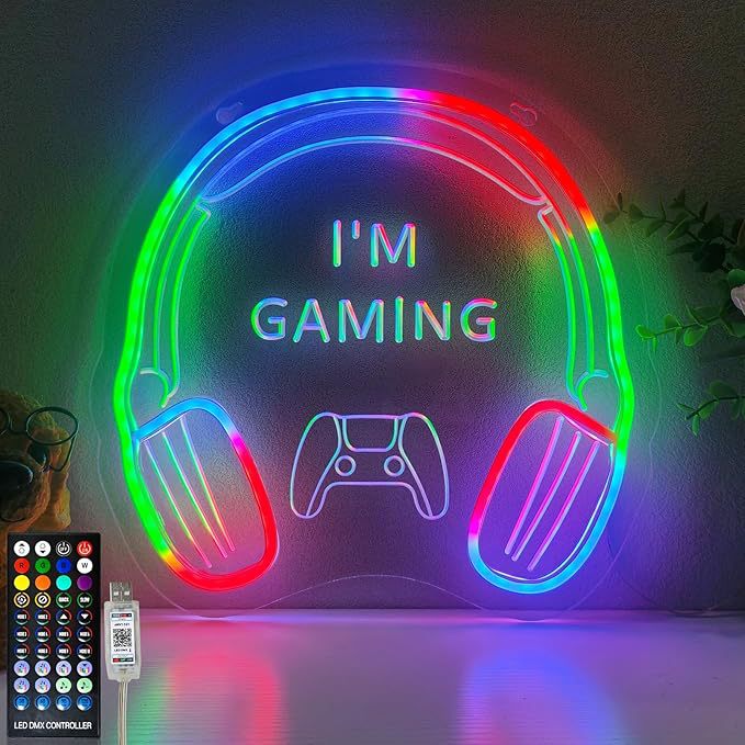 Earphone Multicolor Neon Sign RGB Decorative Lights ,adjustable brightness, with switch,suitable for eSports games,34cm/13.39"*33cm/12.99"