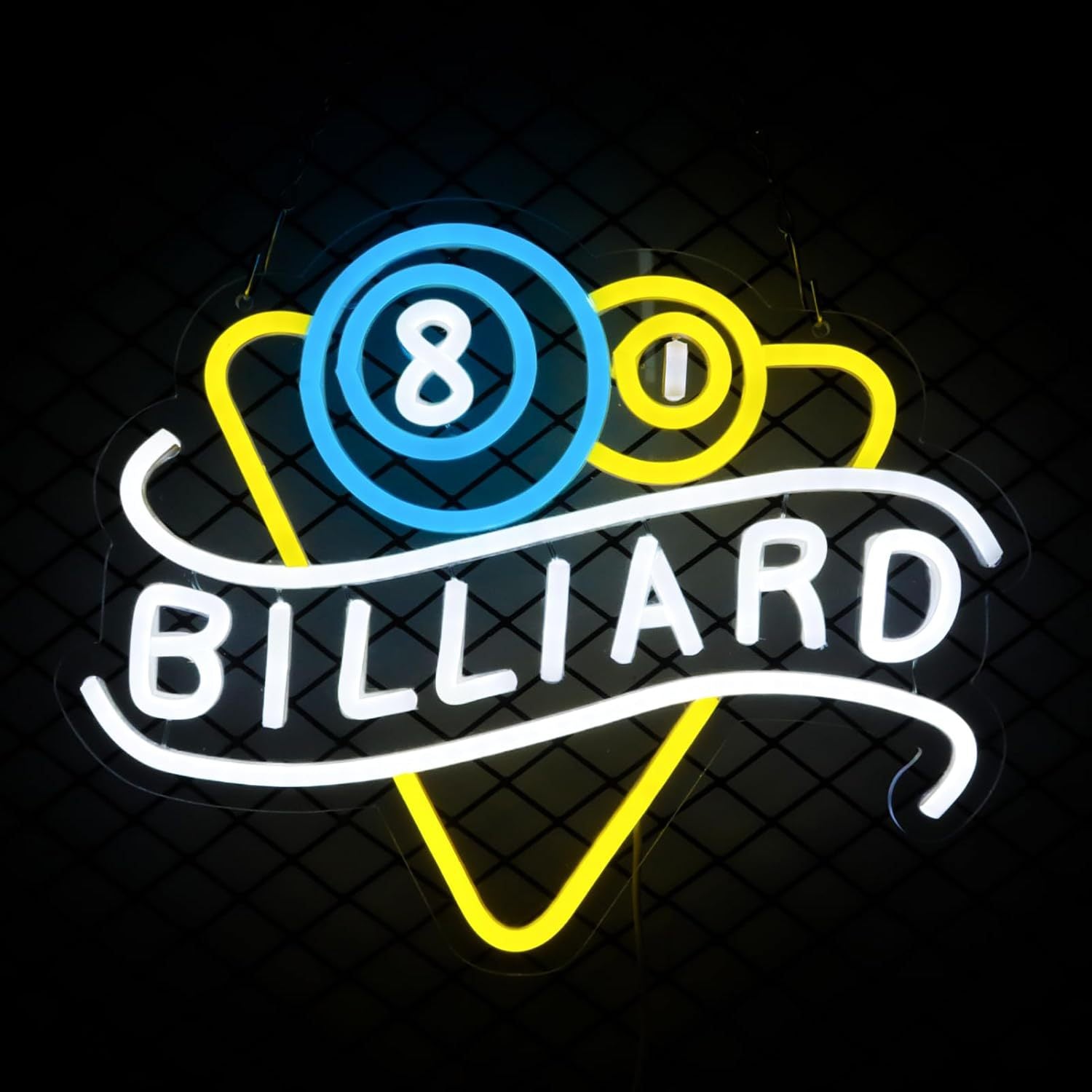 LED Neon Billiards Sign By USB - Adjustable Brightness with ON/Off Switch , Wall Decor LED Sign for Bar Billiards Game Room.34.8cm/13.7"x 27.7cm/10.9"