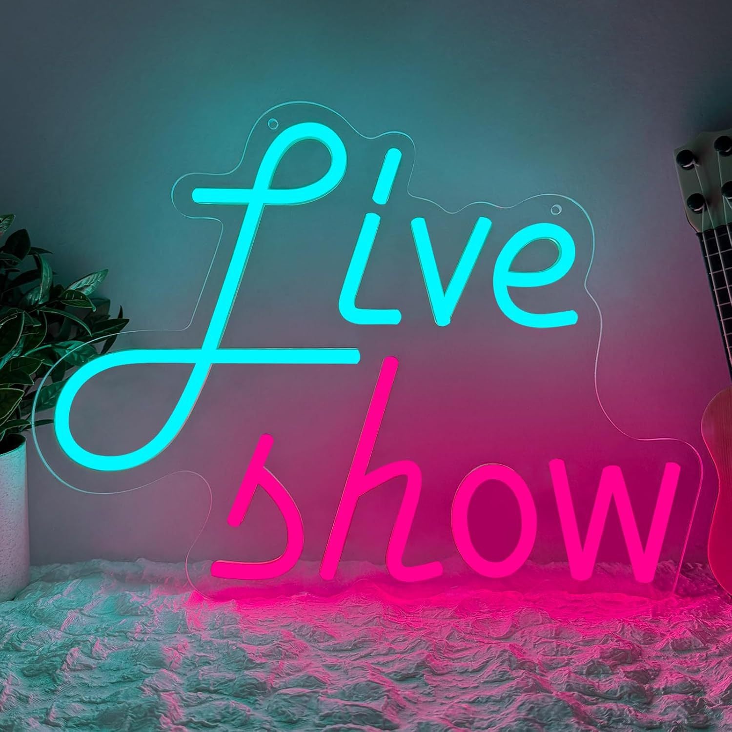 LED Neon LIVE MUSIC Sign By USB - Adjustable Brightness With ON/Off Switch , Wall Decor LED Sign for Bar Stage Atmosphere Decorative.35cm/13.78"x 26.5cm/10.43"