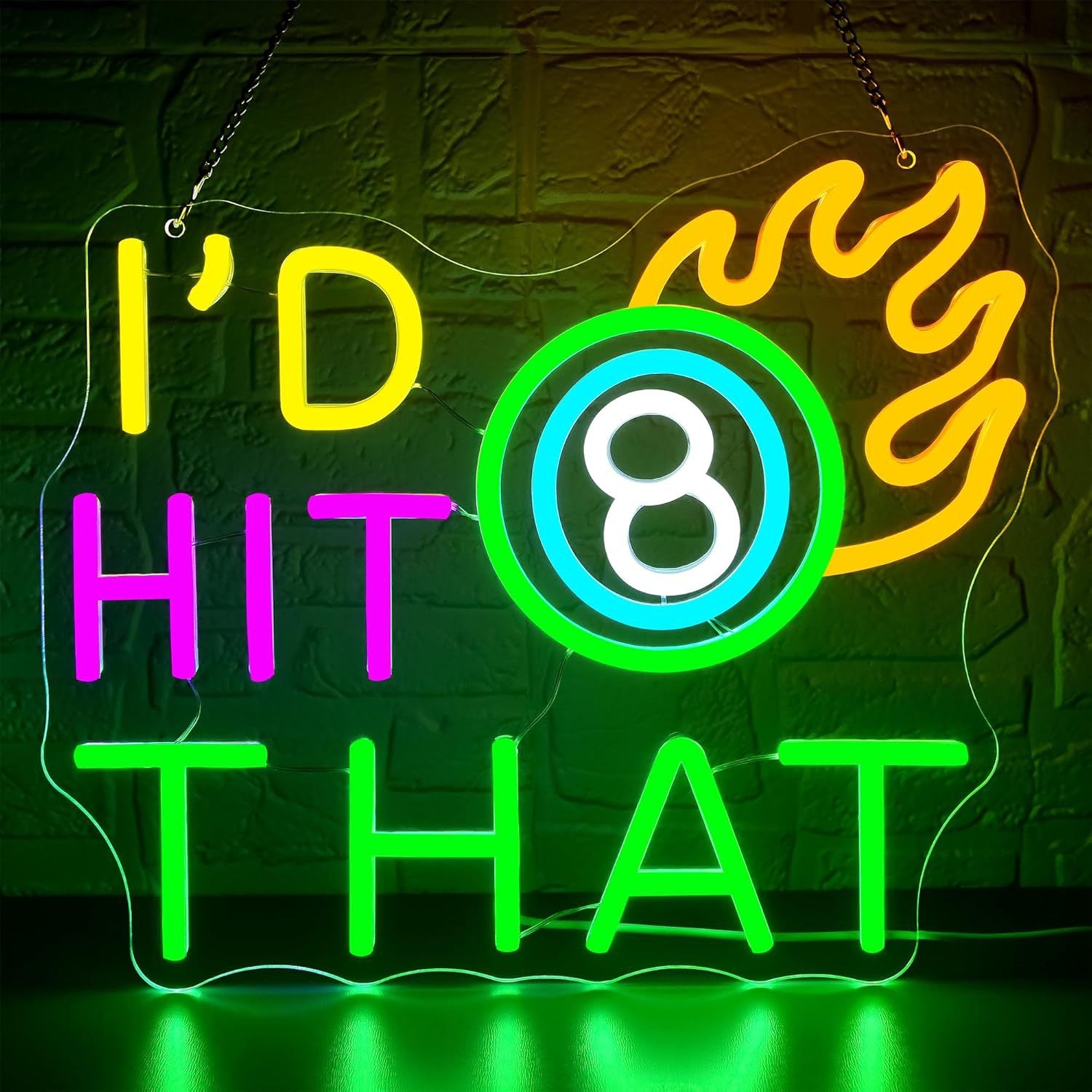 LED Neon Billiards Sign By USB - Adjustable Brightness with ON/Off Switch , Wall Decor LED Sign for Bar Billiards Game Room.35cm/13.78"x 30cm/11.81"