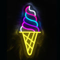 LED Neon Ice Cream Sign By USB - Adjustable Brightness with ON/Off Switch , Wall Decor LED Sign for Shopping malls, Supermarkets, Cold Drink Shops, etc.,35.3cm/13.9"x 17cm/6.7"