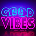 LED Neon Good Vibes Sign By USB - Adjustable Brightness With ON/Off Switch , Wall Decor LED Sign for Dormitory Home Atmosphere Decoration.36cm/14.2"x 24cm/9.4"