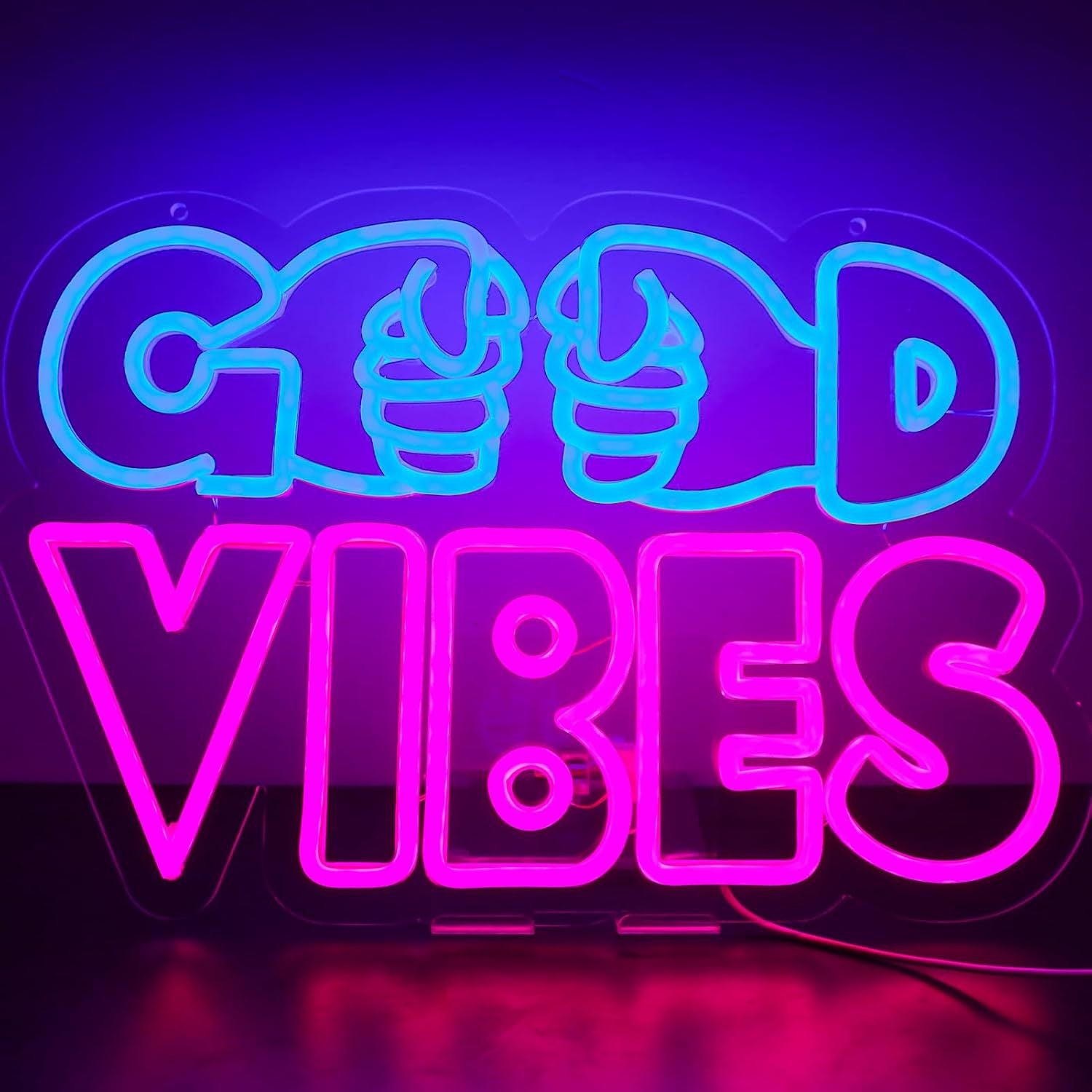 LED Neon Good Vibes Sign By USB - Adjustable Brightness With ON/Off Switch , Wall Decor LED Sign for Dormitory Home Atmosphere Decoration.36cm/14.2"x 24cm/9.4"