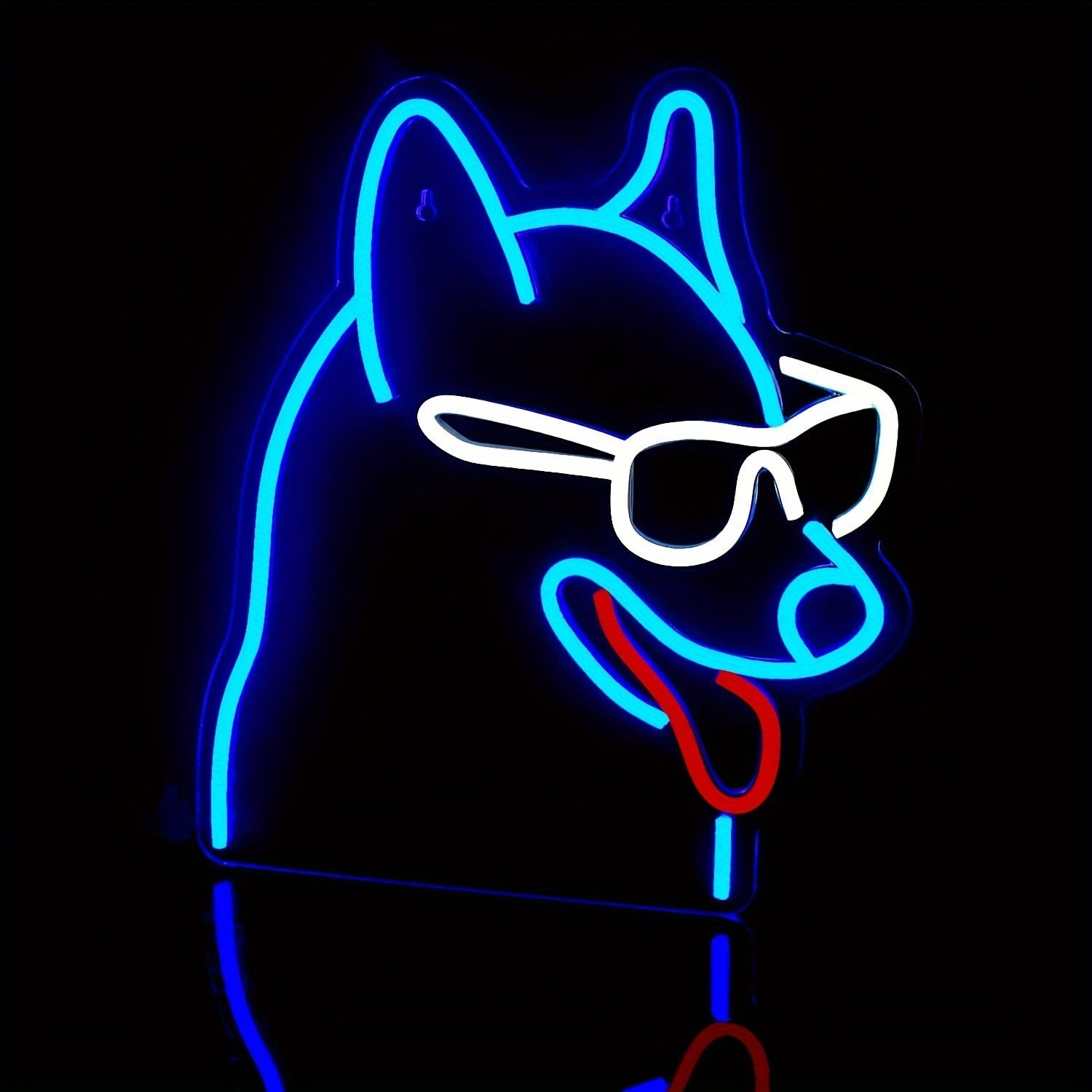 LED Neon glass dog sign, adjustable brightness, with switch, suitable for home decoration, shops, etc., three colors,36cm/14.17"x 32cm/12.6"