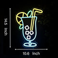Commercial neon cocktail sign, adjustable brightness, with switch, suitable for shops, hotels, bars, etc., four colors, 36.8cm/14.5"x 27cm/10.6"