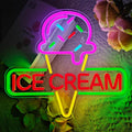 LED Neon Ice Cream Sign By USB - Adjustable Brightness with ON/Off Switch , Wall Decor LED Sign for Shopping malls, Supermarkets, Cold Drink Shops, etc.,37cm/14.6"x 33cm/13"