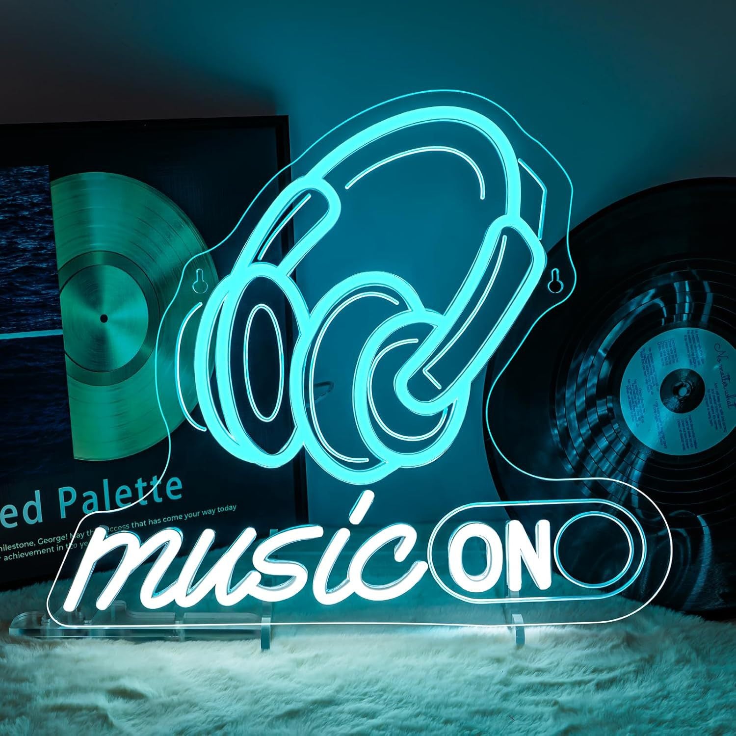 LED Neon MUSIC Sign By USB - Adjustable Brightness With ON/Off Switch , Wall Decor LED Sign for Bar Stage Atmosphere Decorative.37.5cm/14.8"x 32cm/12.6"