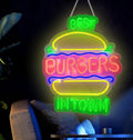 LED Neon Hamburger Sign By USB - Adjustable Brightness with ON/Off Switch , Wall Decor LED Sign for Food store restaurant snack shop.38.1cm/15"x 48.3cm/19"