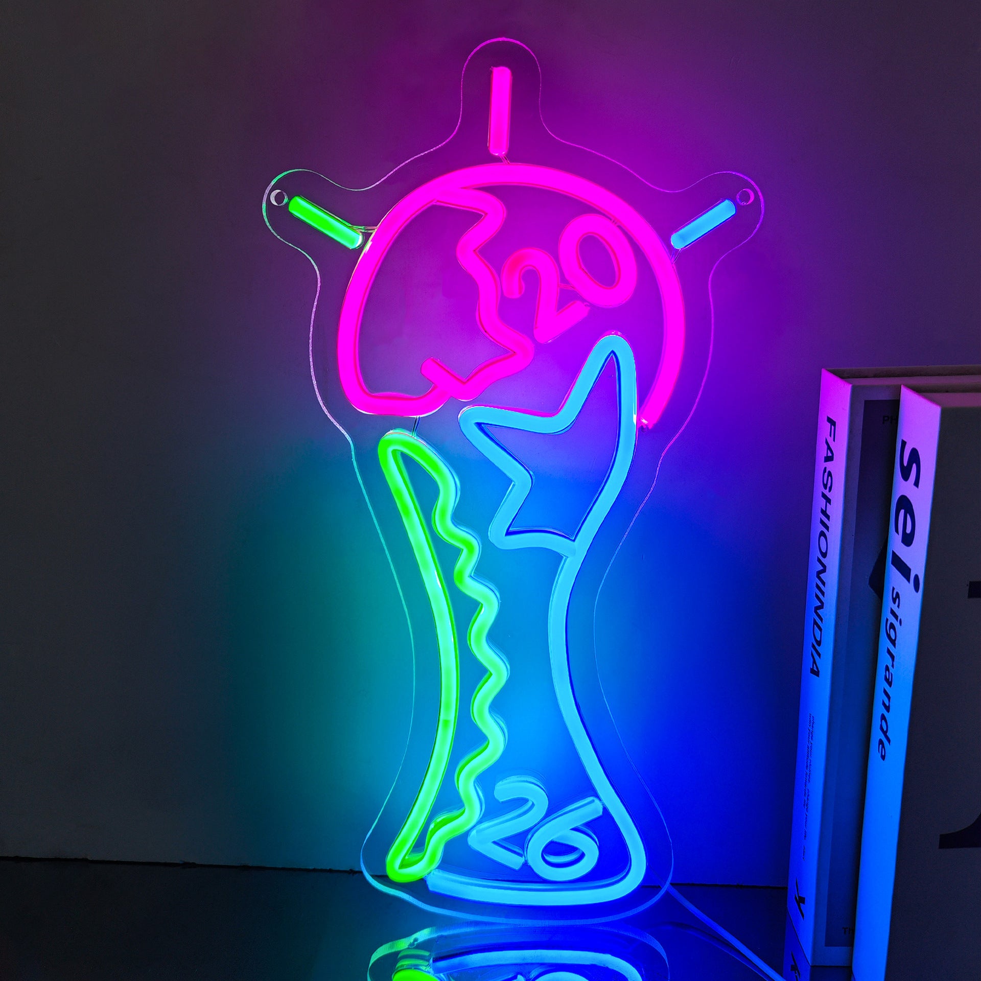 LED Neon 2026 World Cup sign, adjustable brightness, with switch, suitable for home decoration, shops, etc., three colors,38cm/14.96"x 20cm/7.87"