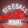 LED Neon Fire Ball Whiskey Sign By USB - Adjustable Brightness With ON/Off Switch , Wall Decor LED Sign for Bar Decoration.38cm/15"x 28cm/11"