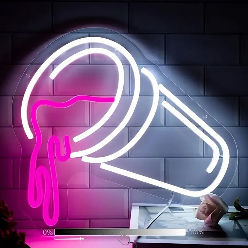 Coffee LED Neon Sign By USB - Adjustable Brightness with ON/Off Switch , Wall Decor LED Sign for Café Shops, Restaurants & Food Trucks,38cm/14.96"x 32cm/12.6"