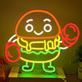 LED Neon Hamburger Sign By USB - Adjustable Brightness with ON/Off Switch , Wall Decor LED Sign for Food store restaurant snack shop.38cm/14.96"x 32cm/12.6"