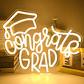 LED Neon Warm white Graduation Cap Sign By USB - Adjustable Brightness with ON/Off Switch , Wall Decor LED Sign for Graduation Celebration,38cm/15"x 33cm/13"