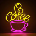 Coffee LED Neon Sign By USB - Adjustable Brightness with ON/Off Switch , Wall Decor LED Sign for Café Shops, Restaurants & Food Trucks,39cm/15.35"x 32cm/12.6"