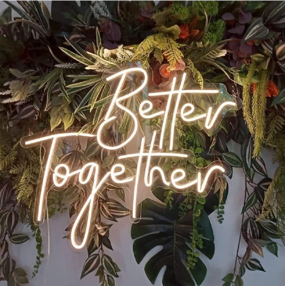 Monochrome neon better together sign with switch and USB interface, Suitable for all kinds of parties,39cm/15.35"*34cm/13.39"
