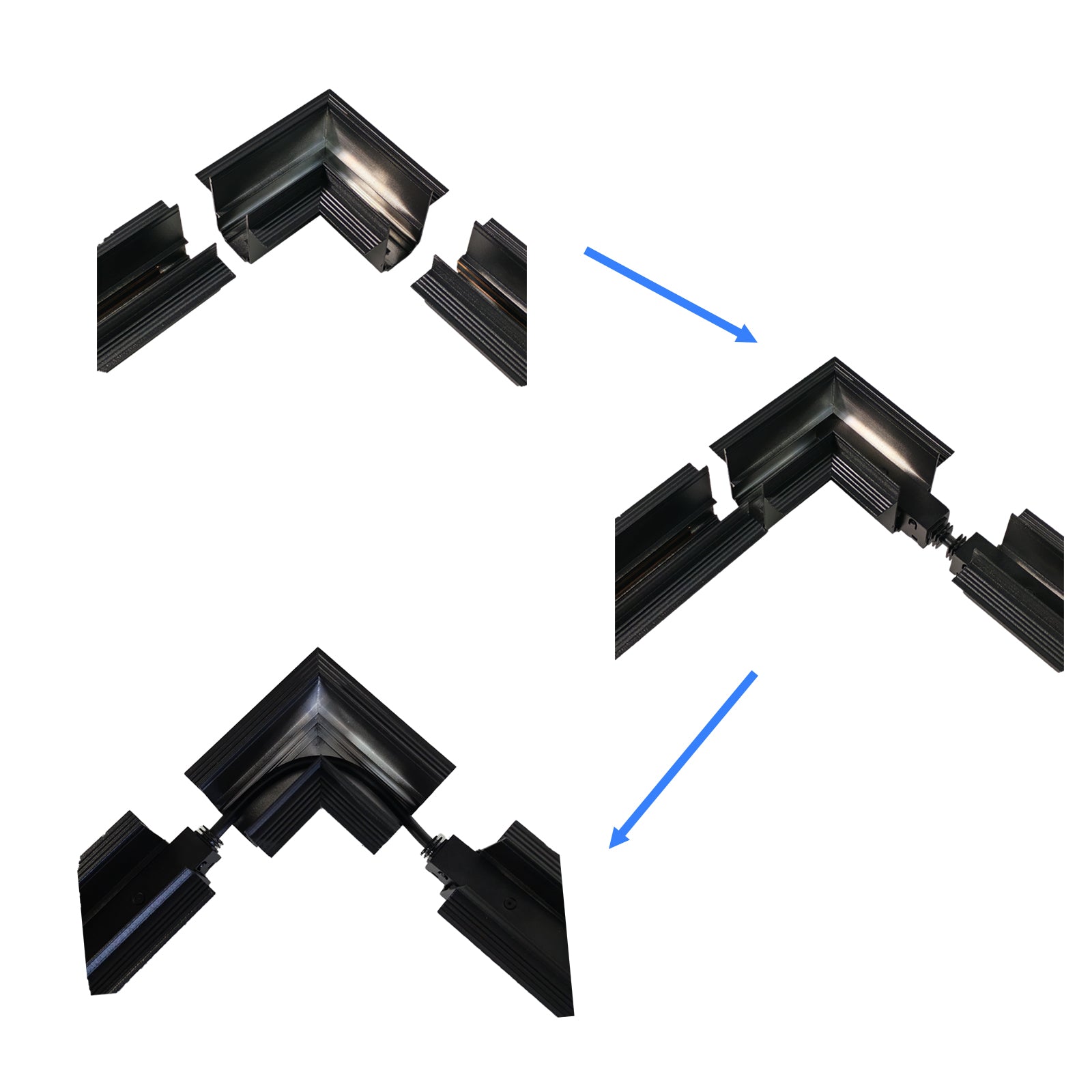90 Degree Horizontal Track Connector for Magnetic Track Lighting System, Aluminum Corner Connector (No Power Transfer), Requires Conductive Connector, 24V Ceiling Track Rail Accessory