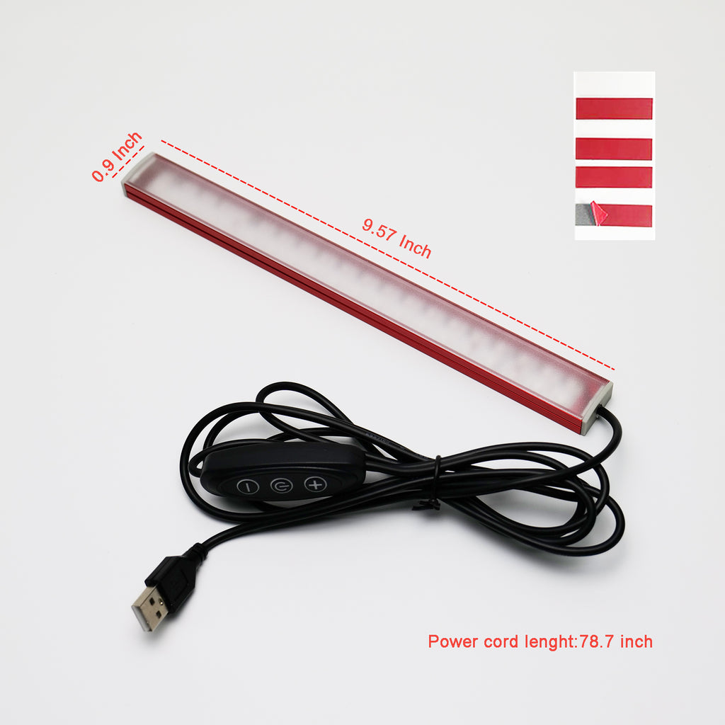 660nm & 850nm Red Light Strip, 9.6 Inch Near Infrared Light Bar with 5 Brightness Levels, USB Powered Red Light for Muscle Relaxation, Home & Fitness Use