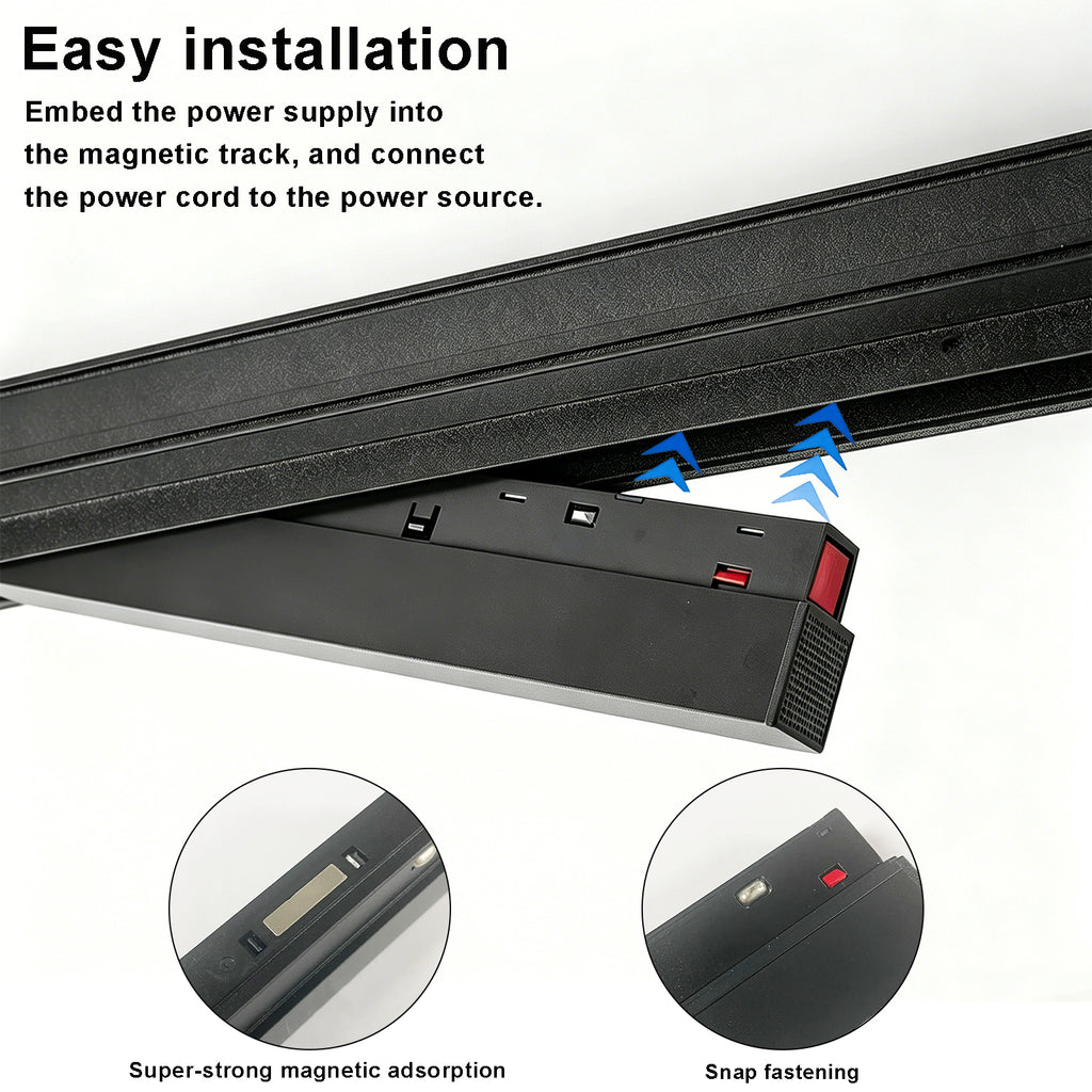 Integrated 48V 100W Track Lighting Power Supply, Built-in LED Driver Transformer for Magnetic Track Rail System, Low Voltage Ceiling Lighting Solution