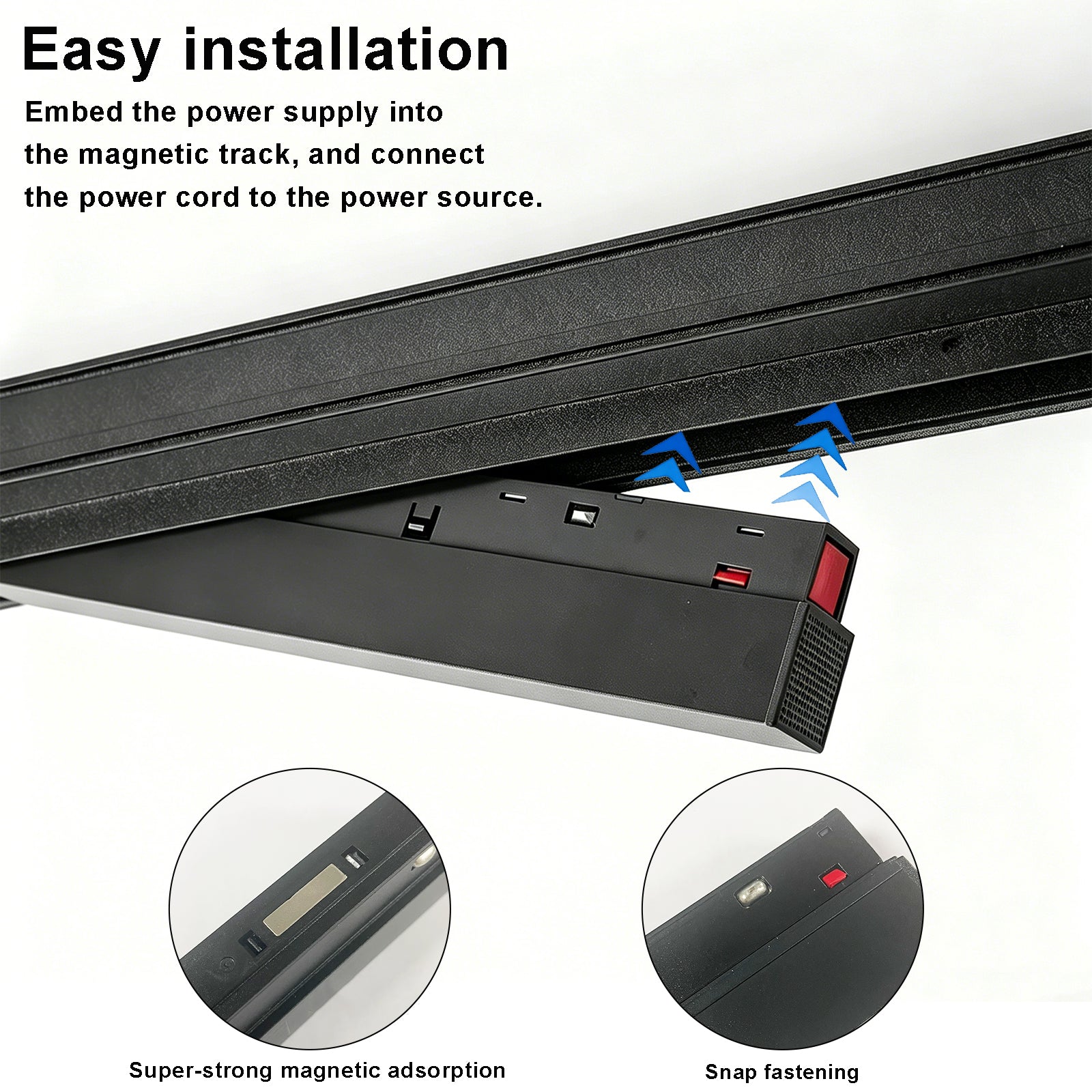 Integrated 48V 100W Track Lighting Power Supply, Built-in LED Driver Transformer for Magnetic Track Rail System, Low Voltage Ceiling Lighting Solution