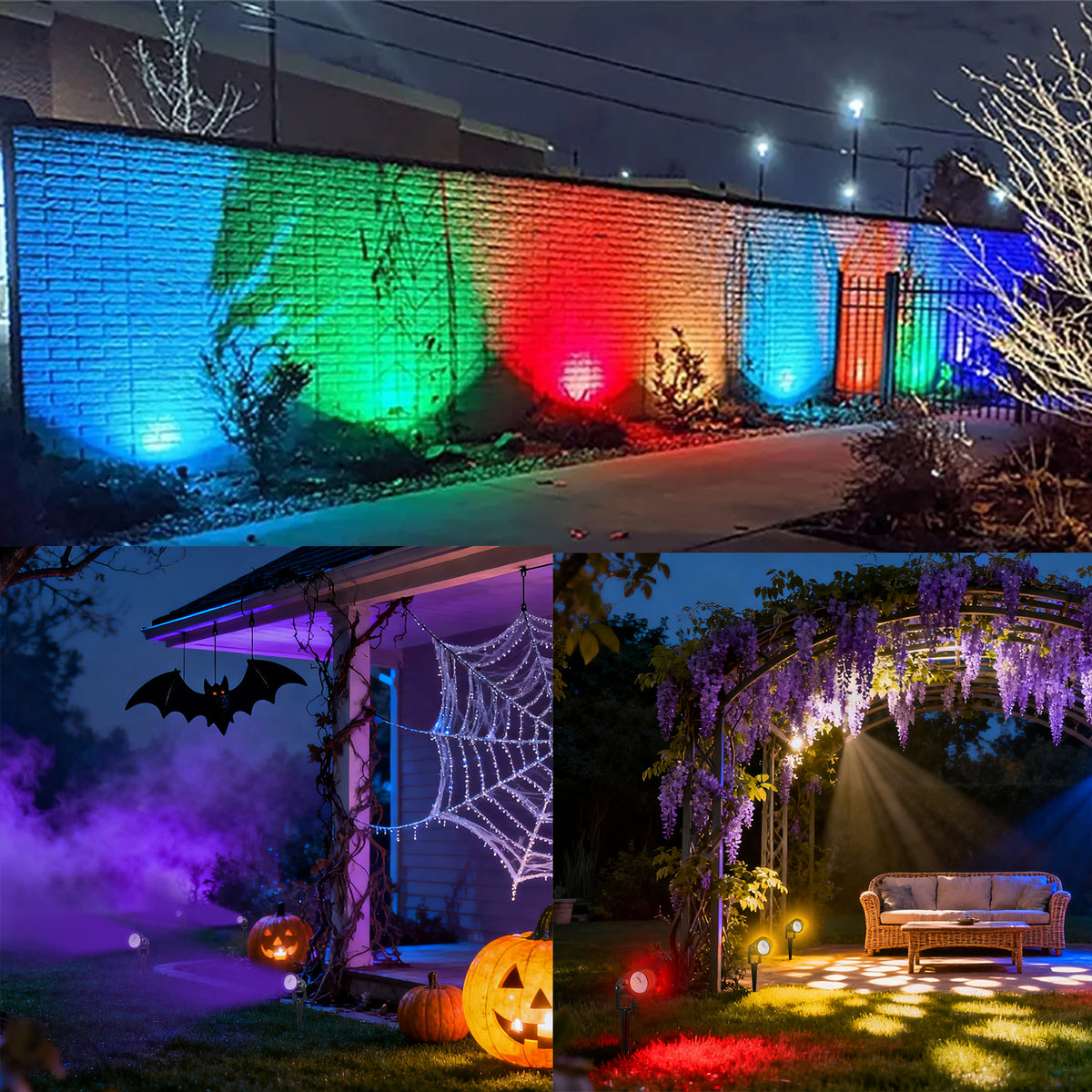 10 Pack RGBW LED Landscape Lights (5 Spike + 5 In-ground), 3W Low Voltage IP67 Waterproof Outdoor Lighting Kit with Remote Control, 16 Colors & 4 Modes Pathway Yard Garden Spotlights