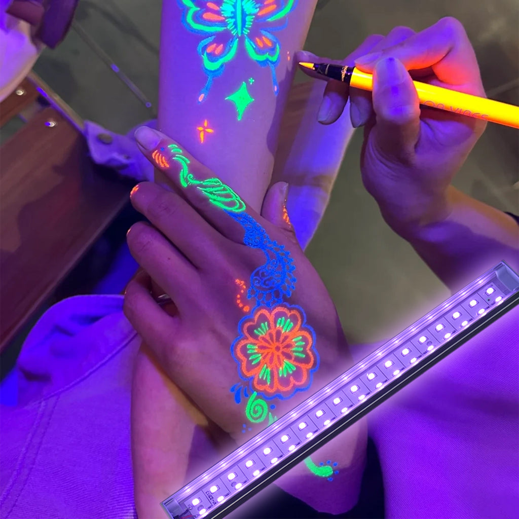 UV Black Light Bar 395nm, 8.9 Inch USB Powered Blacklight Strip for Halloween Decorations, Body Paint, Fluorescent Posters, Glow Party Lighting