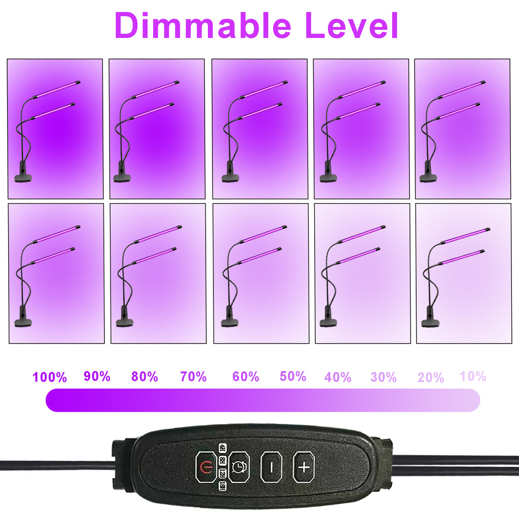 395–400nm UV Black LED Light , Dual Head Clip On UV Light with 10-Level Dimmable Brightness & 4 Timer Modes, USB Powered UV Lamp for Resin, UV Glue, Gel Nail Polish, Fluorescent Paint Party