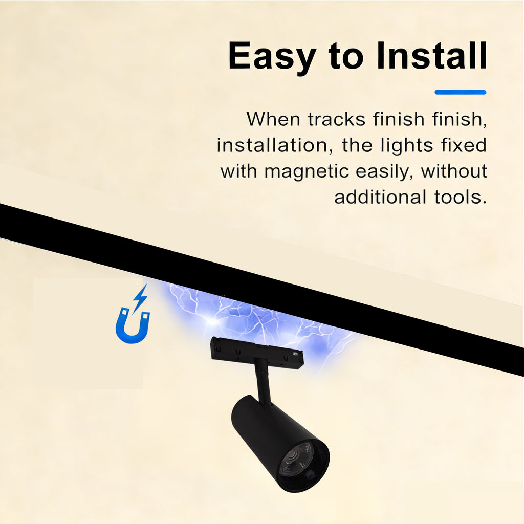 20W Magnetic Track Spotlight, 4000K Neutral White LED Track Light Head, 90° Adjustable Beam, 48V DC Low Voltage Ceiling Track Lighting Fixture for Magnetic Track System, Home Office Retail