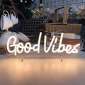 LED Neon Good Vibes Sign By USB - Adjustable Brightness With ON/Off Switch , Wall Decor LED Sign for Dormitory Home Atmosphere Decoration.40cm/15.7"x 15cm/5.9"