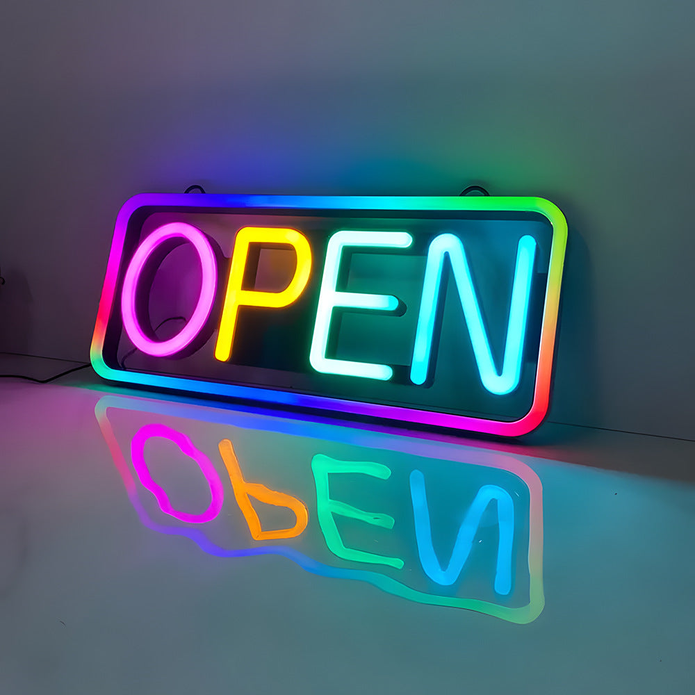 LED Open Multicolor Neon Sign RGB Decorative Lights ,adjustable brightness, with switch,suitable for Stores,Coffee Shop,Flower shop, Hotel,Bars,Window etc,40cm/15.74"*20cm/7.87"