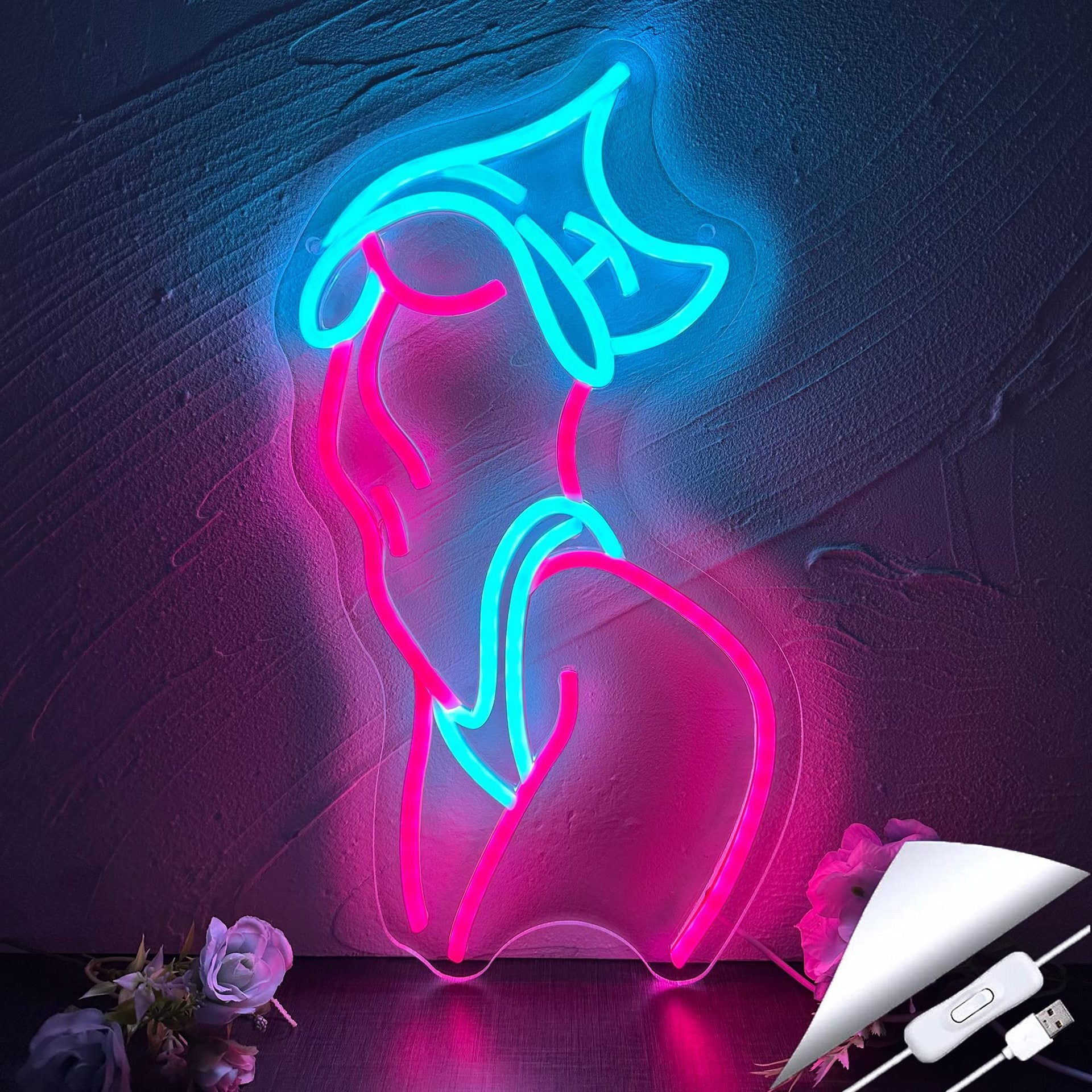 LED Neon Sexy Girl Sign By USB - Adjustable Brightness with ON/Off Switch , Wall Decor LED Sign for Bars, KTV and Other Entertainment Venues.40cm/15.75"x 22.5cm/8.86"