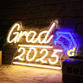 LED Neon Grad2025 Sign By USB - Adjustable Brightness with ON/Off Switch ,Year Can Be Customized ,Wall Decor LED Sign for Graduation Celebration,40cm/15.7"x 23.5cm/9.3"