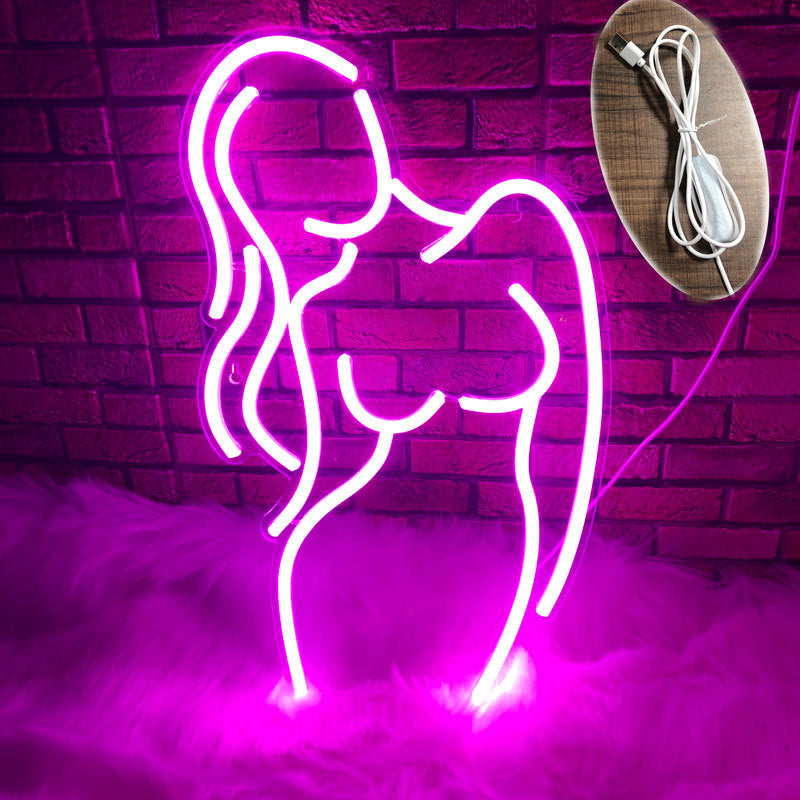 LED Neon Sexy Girl Sign By USB - Adjustable Brightness with ON/Off Switch , Wall Decor LED Sign for Bars, KTV and Other Entertainment Venues.40cm/15.75"x 25.5cm/10"