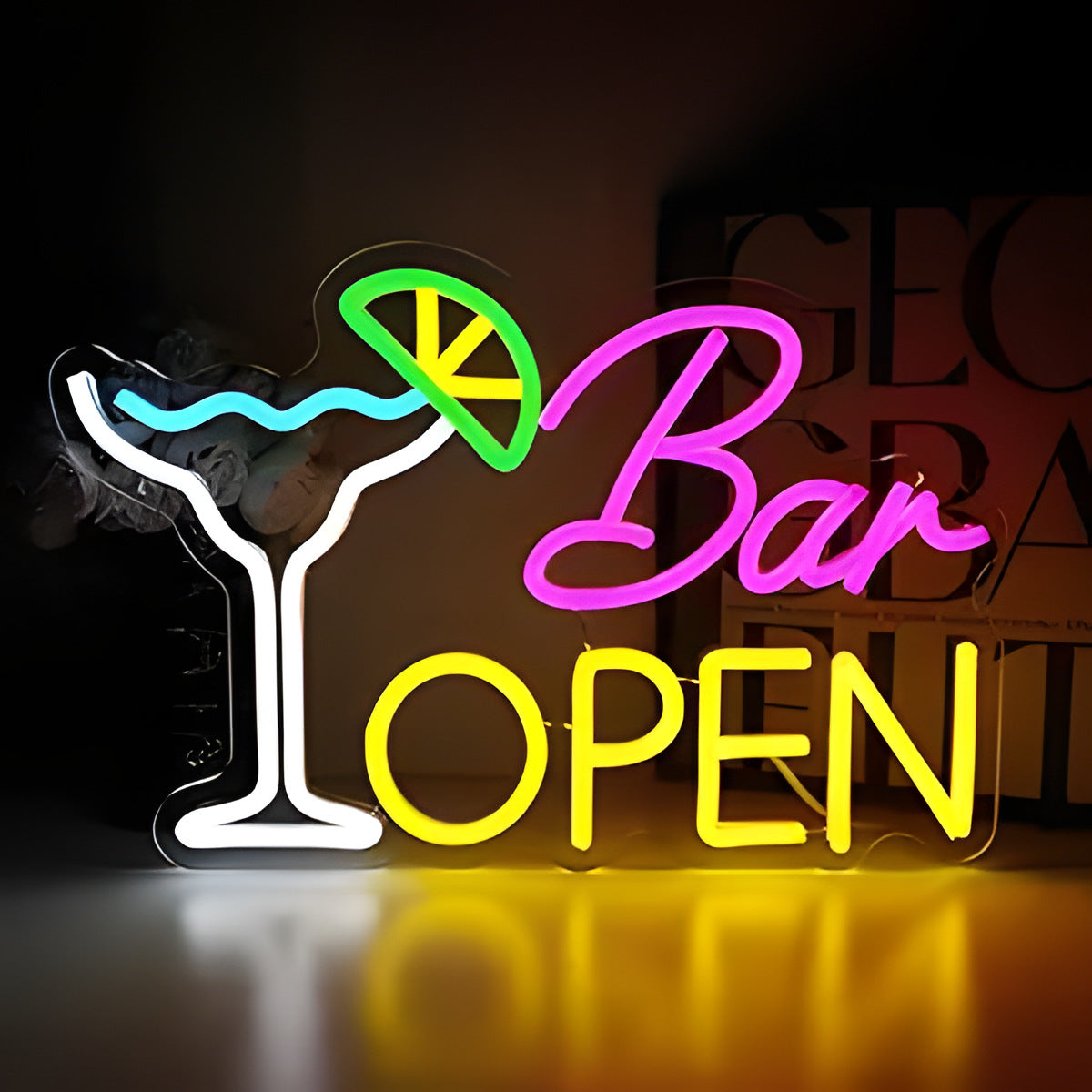 Commercial neon cocktail sign, adjustable brightness, with switch, suitable for shops, hotels, bars, etc., five colors, 40cm/15.74"x 26.5cm/10.43"