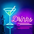 Commercial neon cocktail sign, adjustable brightness, with switch, suitable for shops, hotels, bars, etc., three colors, 40cm/15.74"x 26.6cm/10.47"