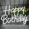 Monochrome neon happy birthday sign with switch and USB interface, suitable for birthday party,40cm/15.74"*30cm/11.81"