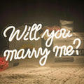 Monochrome neon will you marry me sign with switch and USB interface, Suitable for wedding party,40.5cm/15.9"*23cm/9.1"