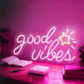 LED Neon Good Vibes Sign By USB - Adjustable Brightness With ON/Off Switch , Wall Decor LED Sign for Dormitory Home Atmosphere Decoration.40.6cm/15.98"x 27.5cm/10.82"