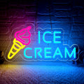 LED Neon Ice Cream Sign By USB - Adjustable Brightness with ON/Off Switch , Wall Decor LED Sign for Shopping malls, Supermarkets, Cold Drink Shops, etc.,41cm/16"x 21cm/8"
