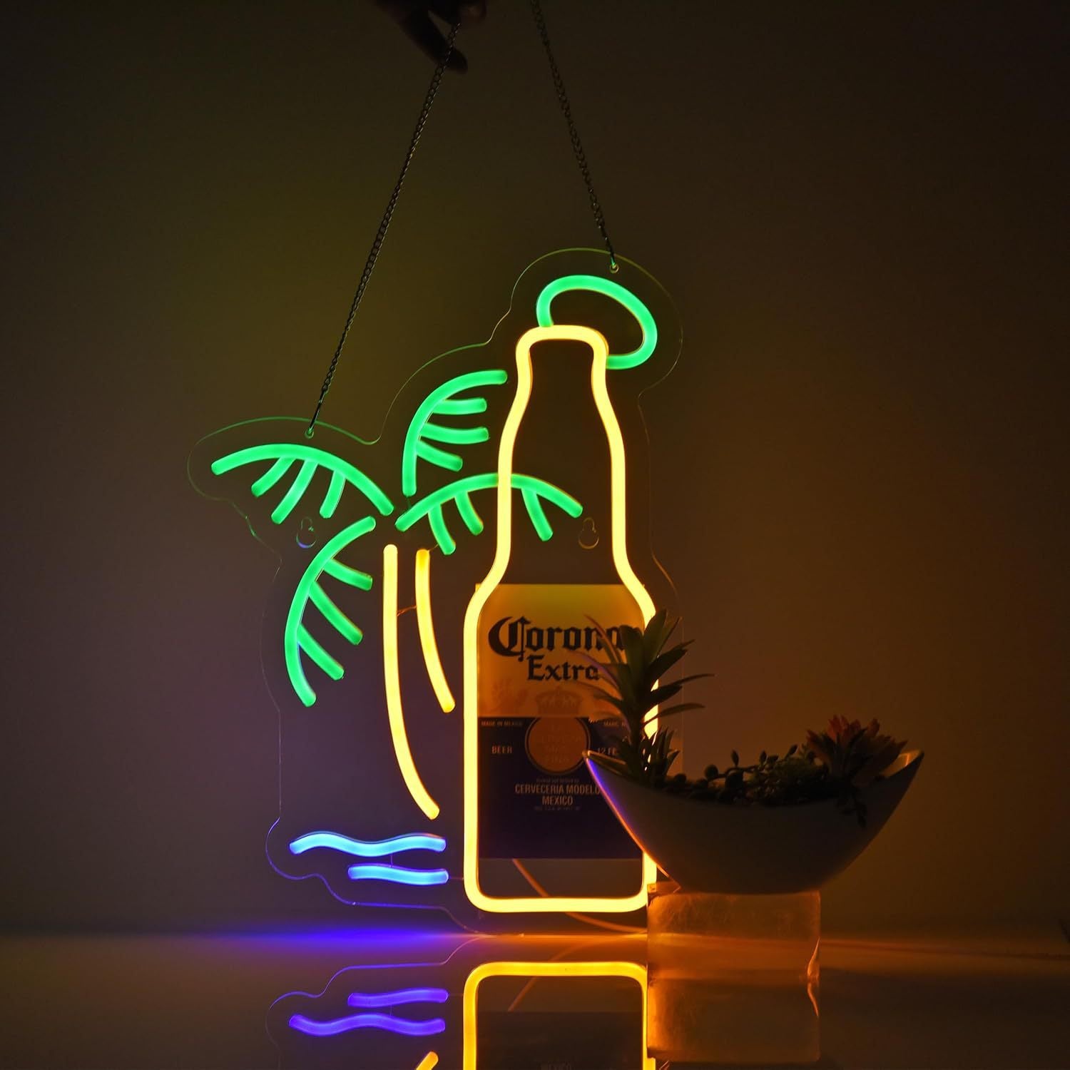 Commercial neon cocktail sign, adjustable brightness, with switch, suitable for shops, hotels, bars, etc., three colors, 41cm/16.14"x 26cm/10.24"