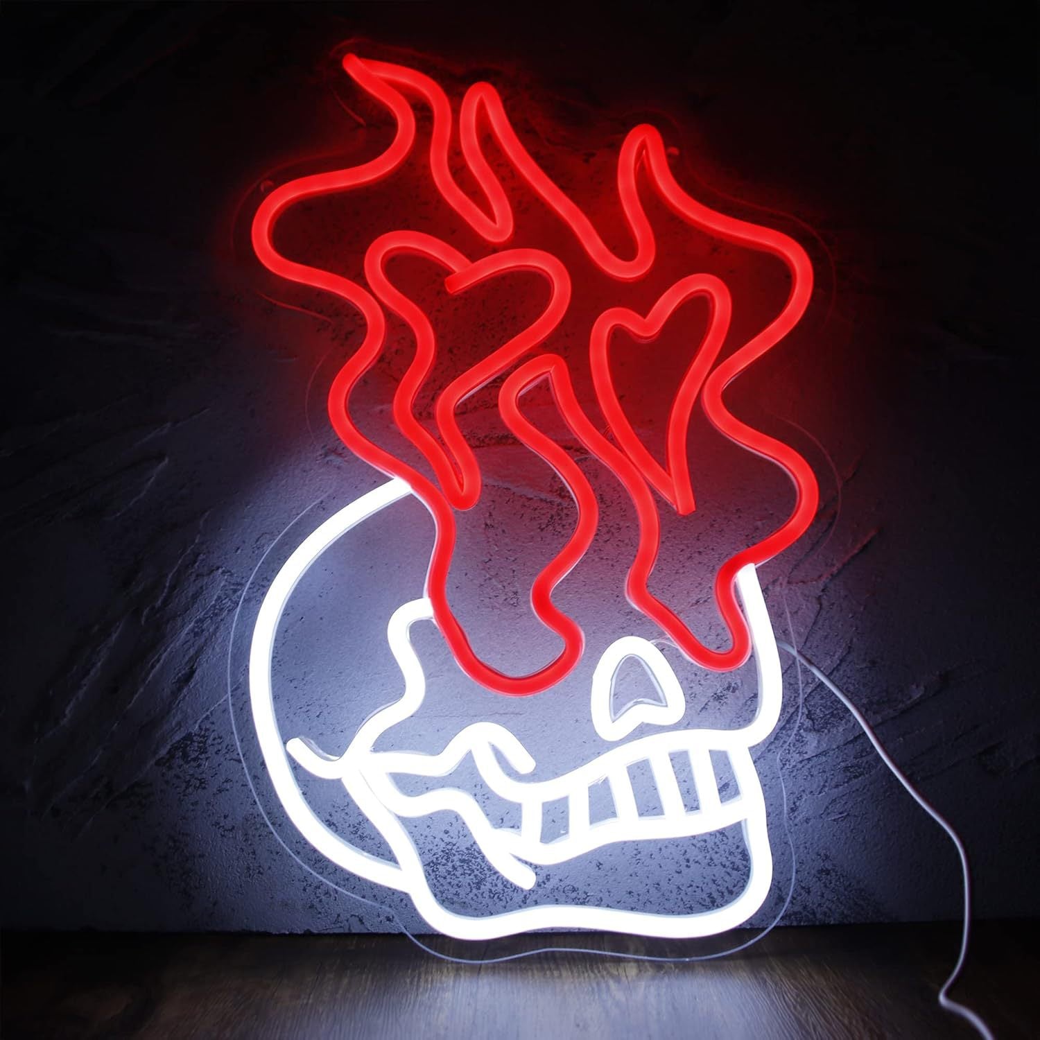 LED Neon Skull Sign By USB - Adjustable Brightness with ON/Off Switch , Wall Decor LED Sign for Halloween and Other Holiday Decorations.41cm/16"x 27cm/10"