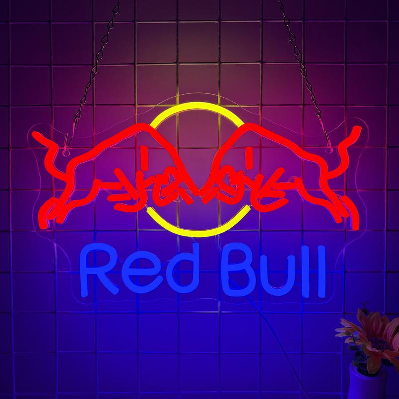 Neon Red Bull sign, adjustable brightness, with switch, suitable for home decoration, shops, hotels, bars, etc., three colors,41cm/16.14"x 28cm/11"