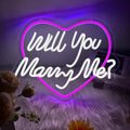 Monochrome neon will you marry me heart shape sign with switch and USB interface, Suitable for wedding party,41cm/16.14"*32cm/12.6"