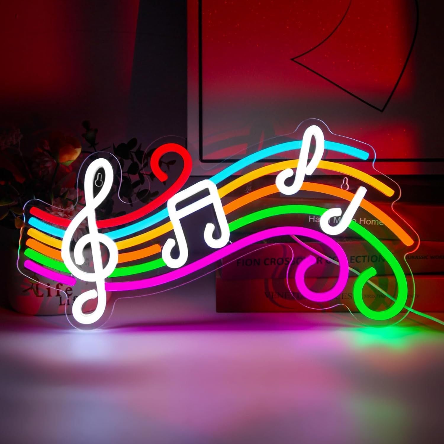 LED Neon MUSIC Sign By USB - Adjustable Brightness With ON/Off Switch , Wall Decor LED Sign for Bar Stage Atmosphere Decorative.41.5cm/16.34"x 24.6cm/9.69"