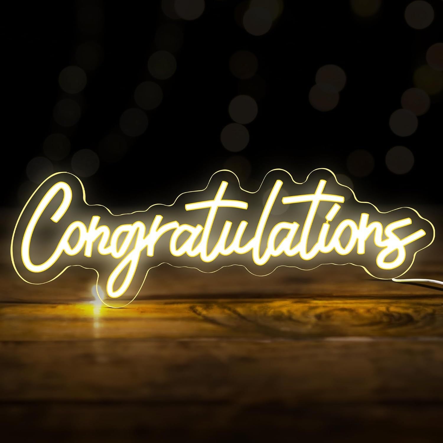 LED Neon Congratulatirs Sign By USB - Adjustable Brightness with ON/Off Switch , Wall Decor LED Sign for Various Celebration,42cm/16.5"x 14cm/5.5"