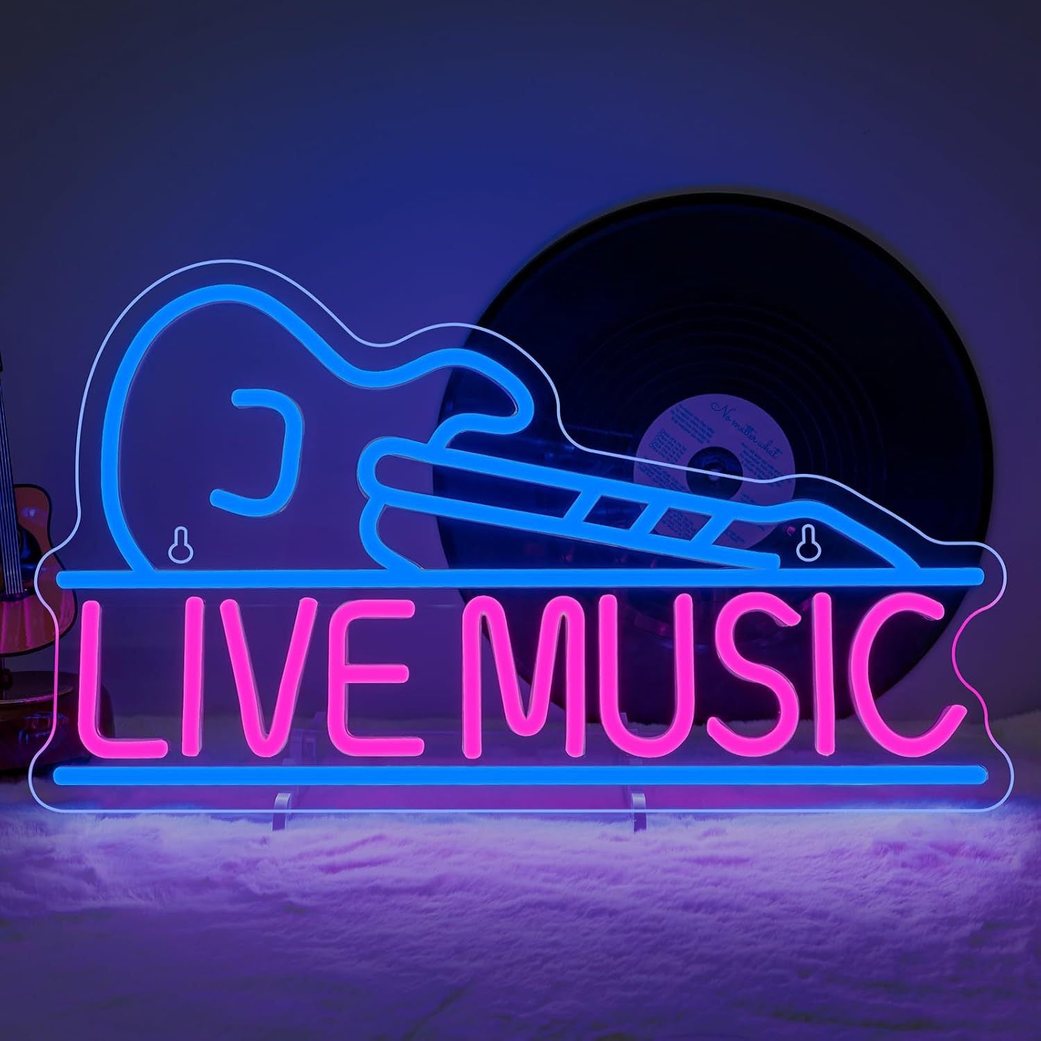 LED Neon LIVE MUSIC Sign By USB - Adjustable Brightness With ON/Off Switch , Wall Decor LED Sign for Bar Stage Atmosphere Decorative.42cm/16.5"x 24cm/9.4"